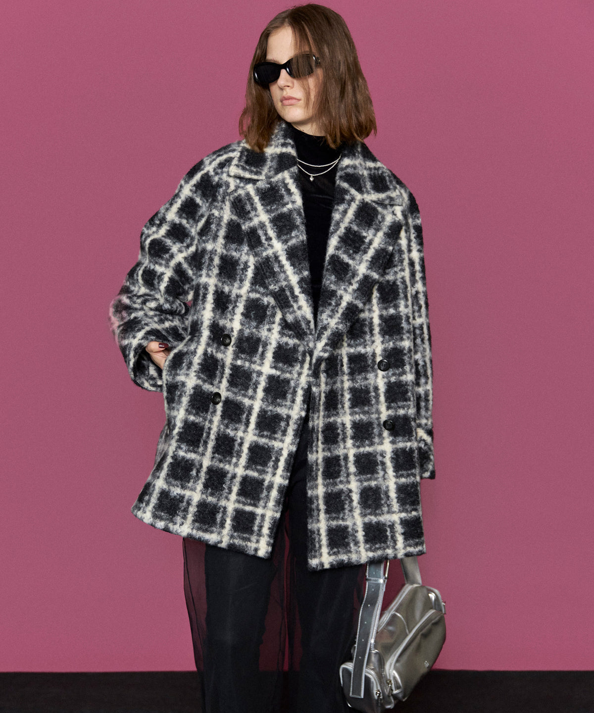 [24WINTER PRE-ORDER] CHECKERED OVER SILHOUTTE MIDDLE COAT