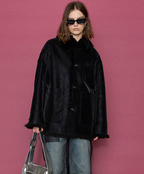 【24WINTER PRE-ORDER】Reversible Vegan Leather Mouton Blouson