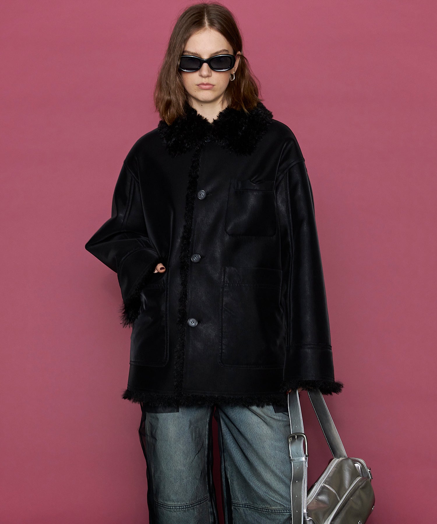 【24WINTER PRE-ORDER】Reversible Vegan Leather Mouton Blouson