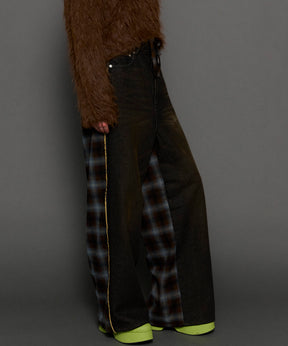 【24WINTER PRE-ORDER】Plaid Pattern Bicolor Denim Pants