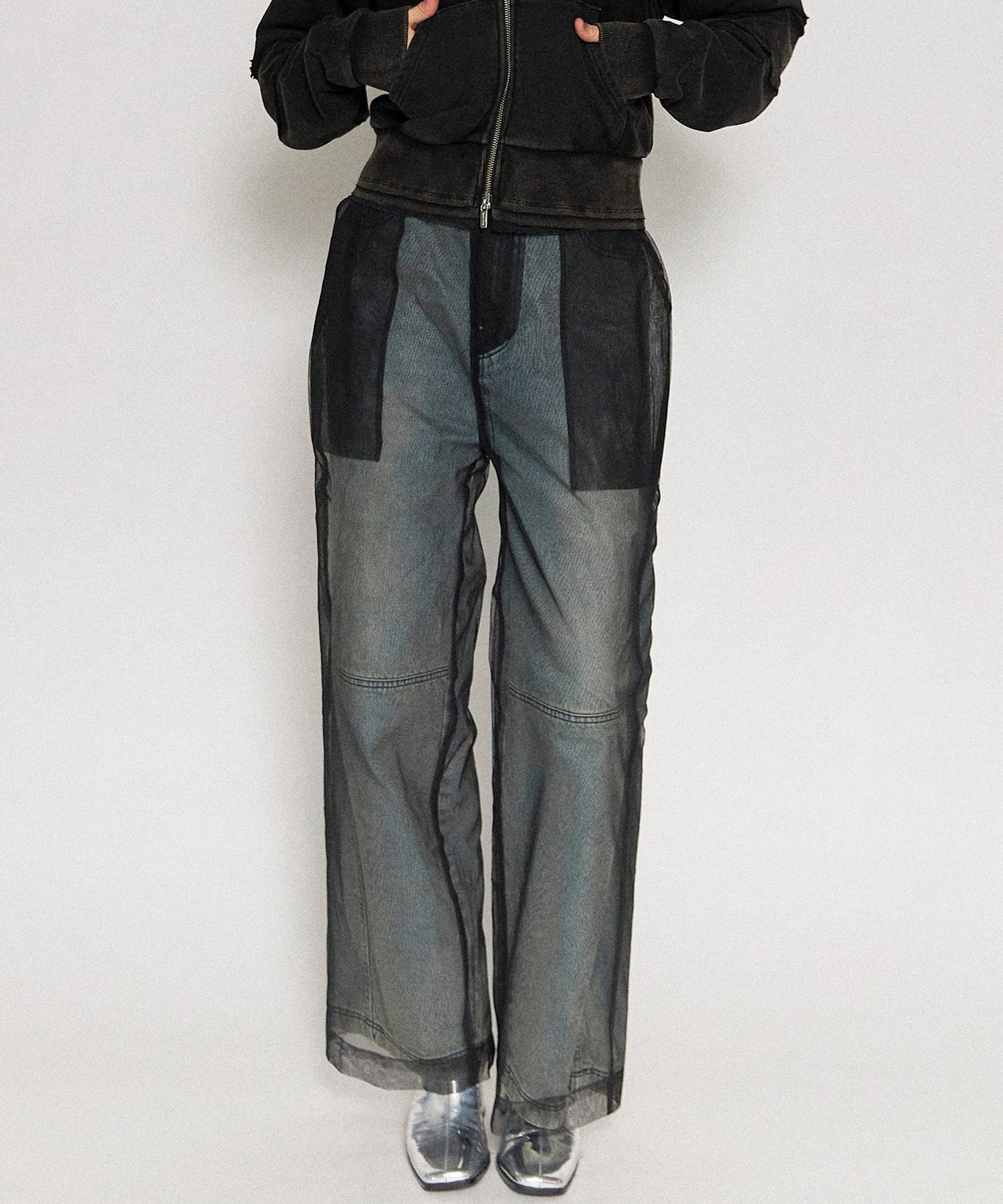 Tulle Layer Denim Pants