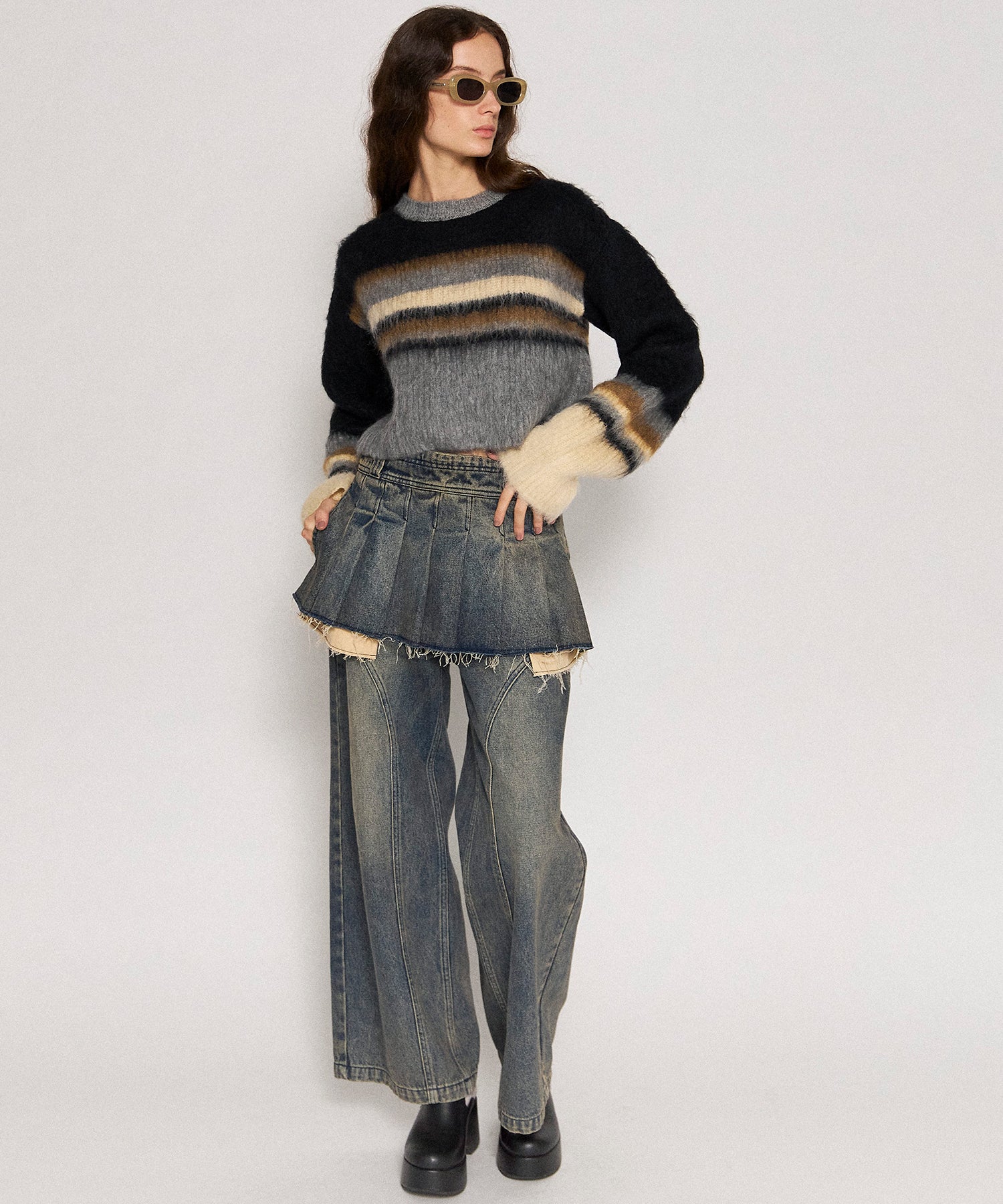 【24WINTER PRE-ORDER】Pleated Skirt Layered Pants