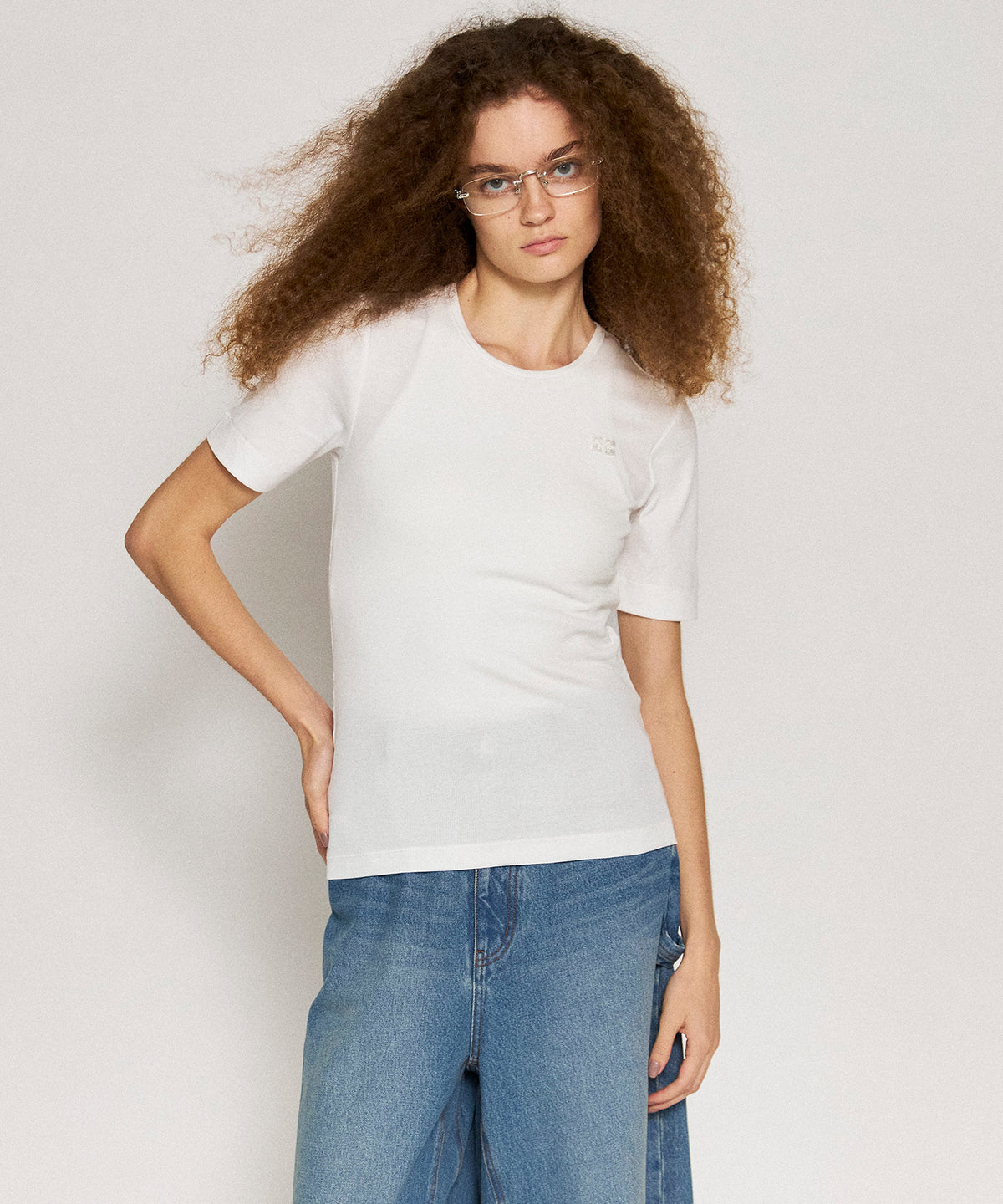 [Ganni] Soft Cotton Rib Short Sleeve T-Shirt