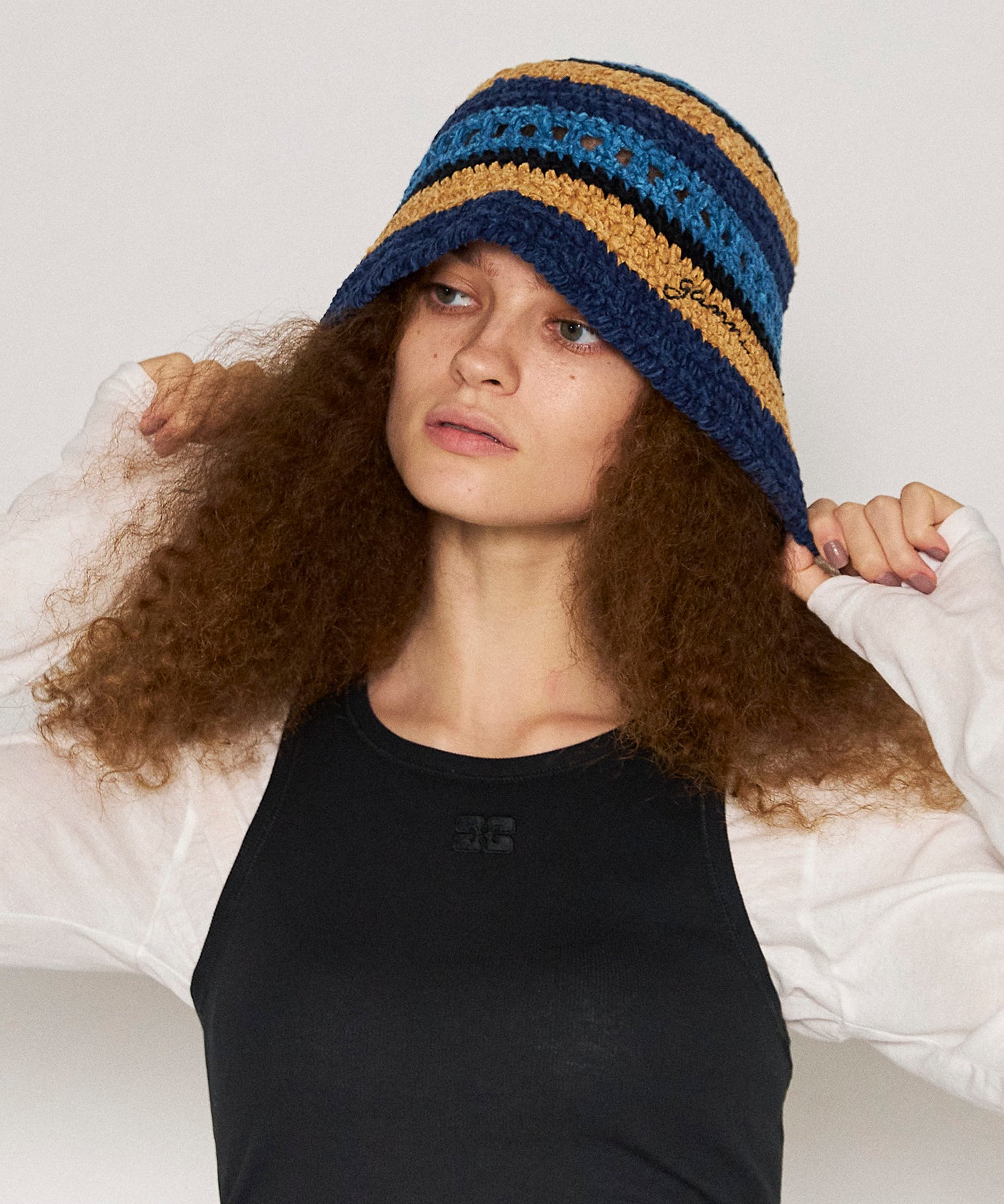 [Ganni] Crochet Mix Bucket Hat