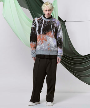 [24AW Pre-Order] Prime-Over Landscape Painting Crew Neck Knit Pullover