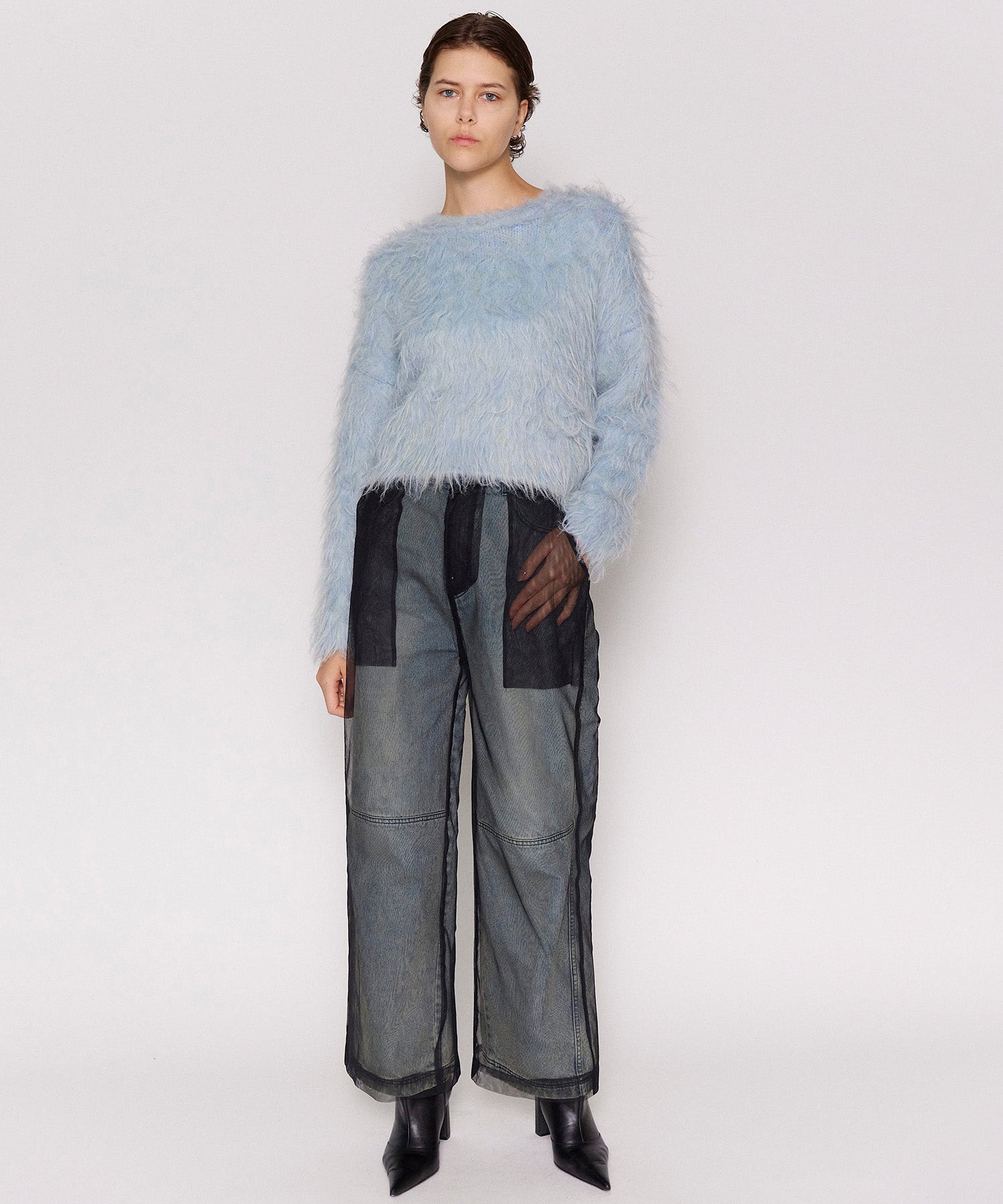 【24WINTER PRE-ORDER】Tulle Layer Denim Pants