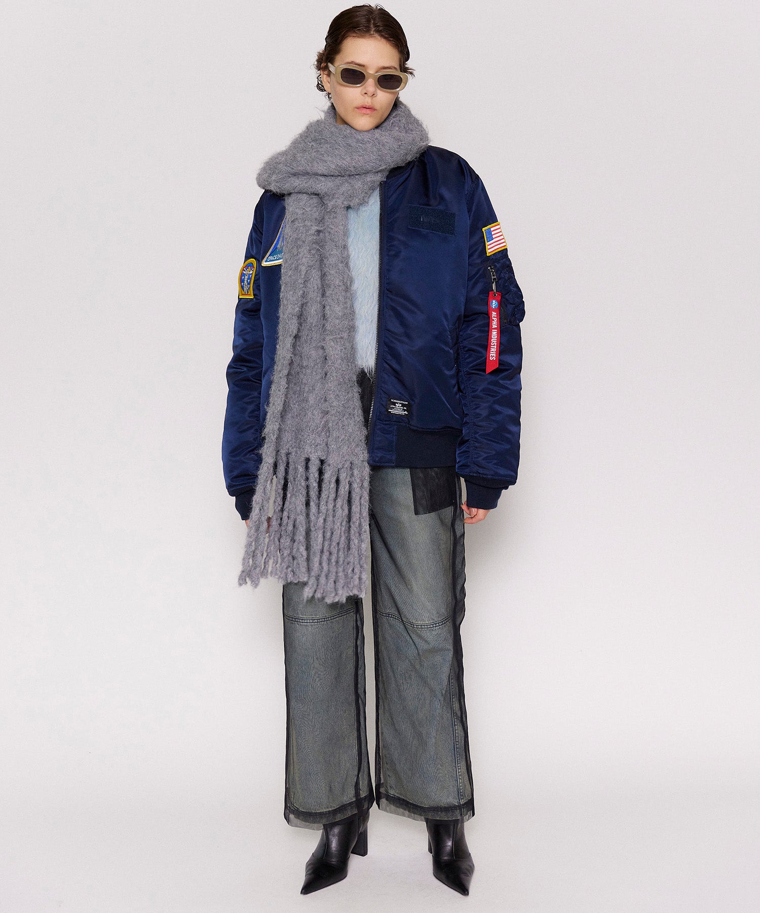 【24WINTER PRE-ORDER】Tulle Layer Denim Pants