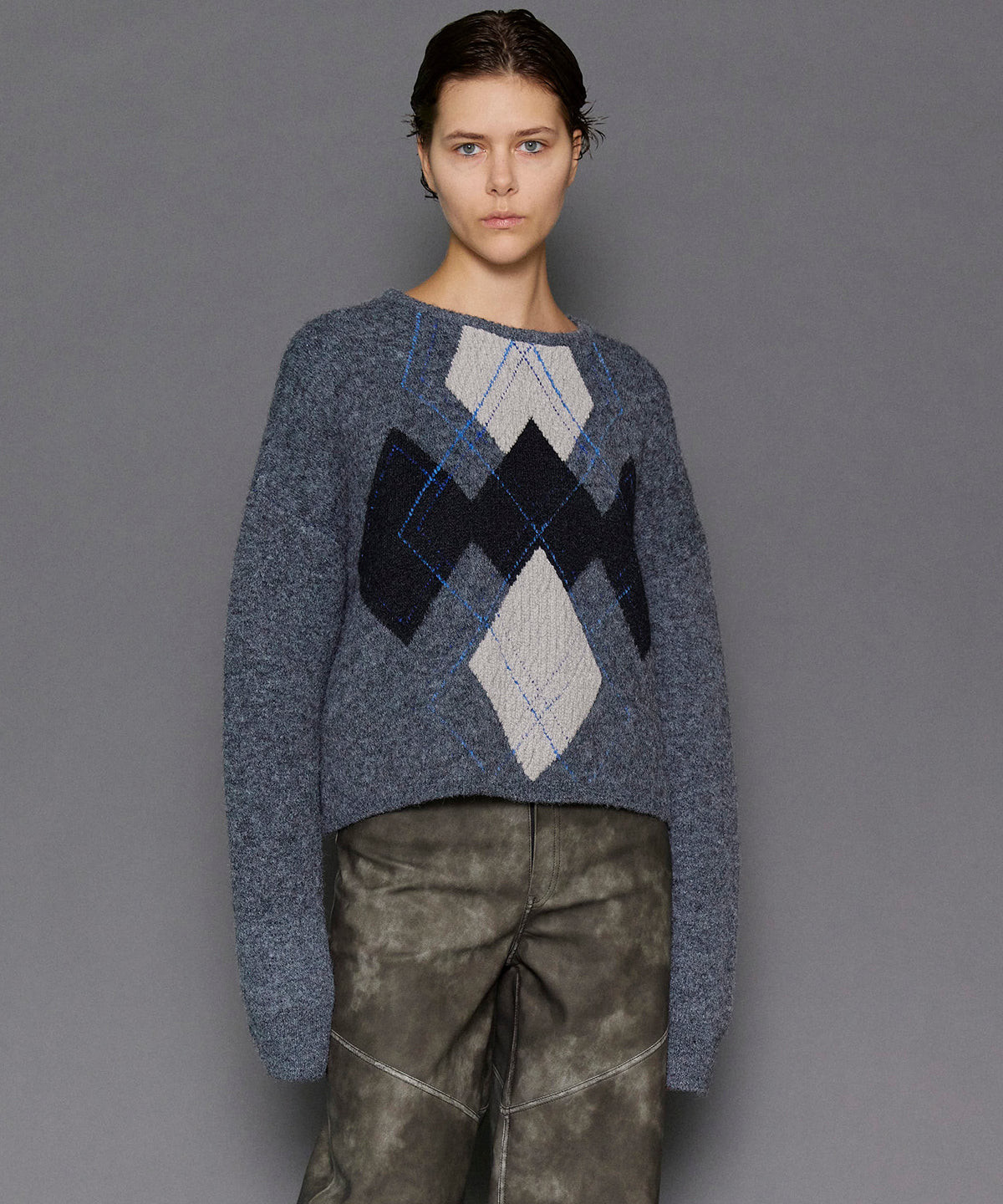 【SALE】Argyle Knit Tops