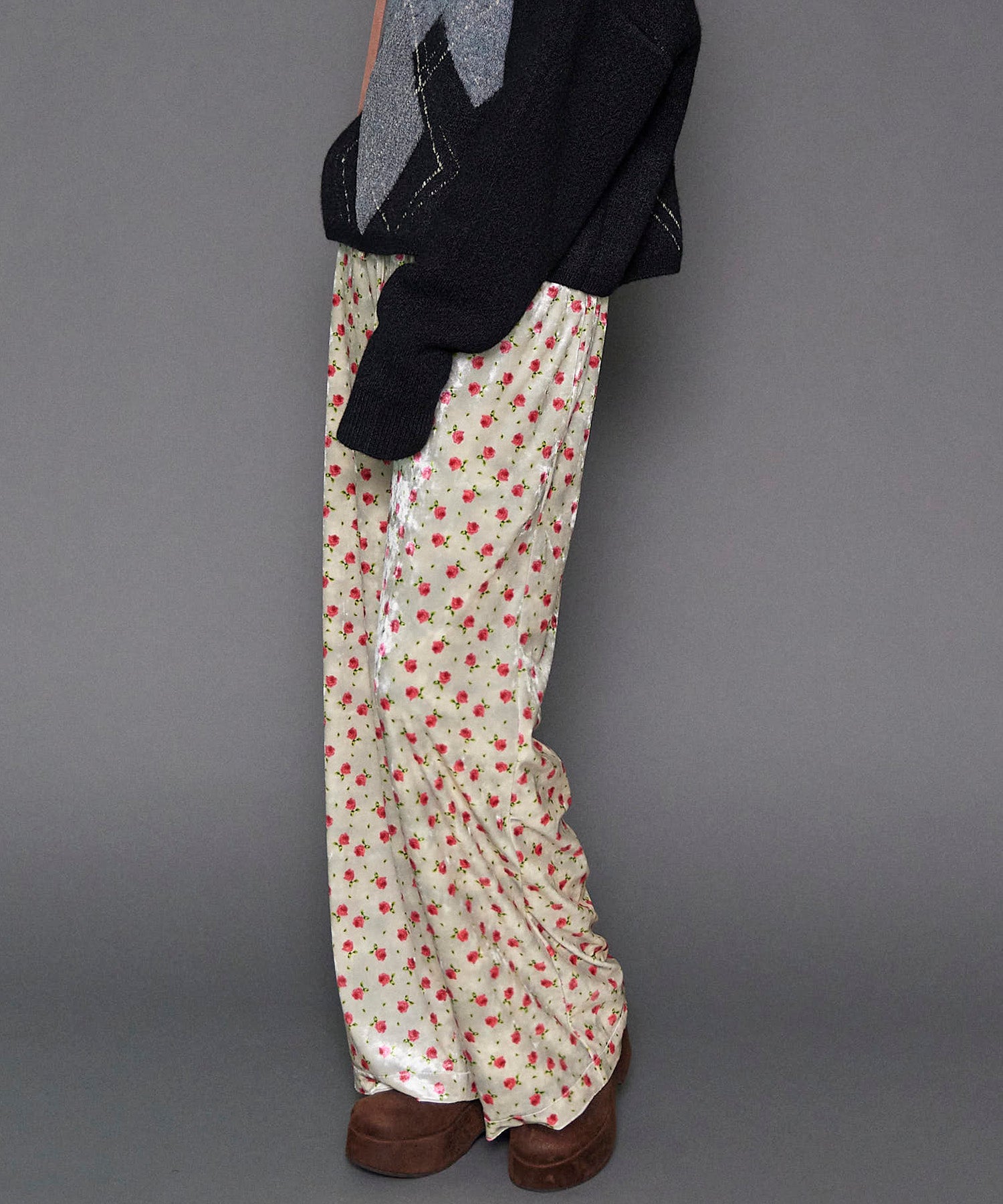 【24WINTER PRE-ORDER】Flower Velor Easy Pants