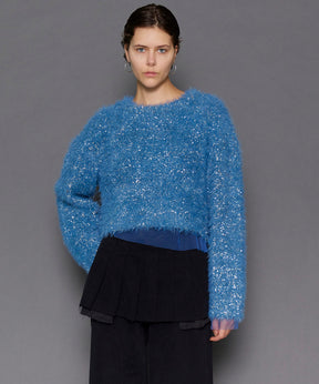 [24winter Pre-Order] Sparkling Shaggy Knit Pullover