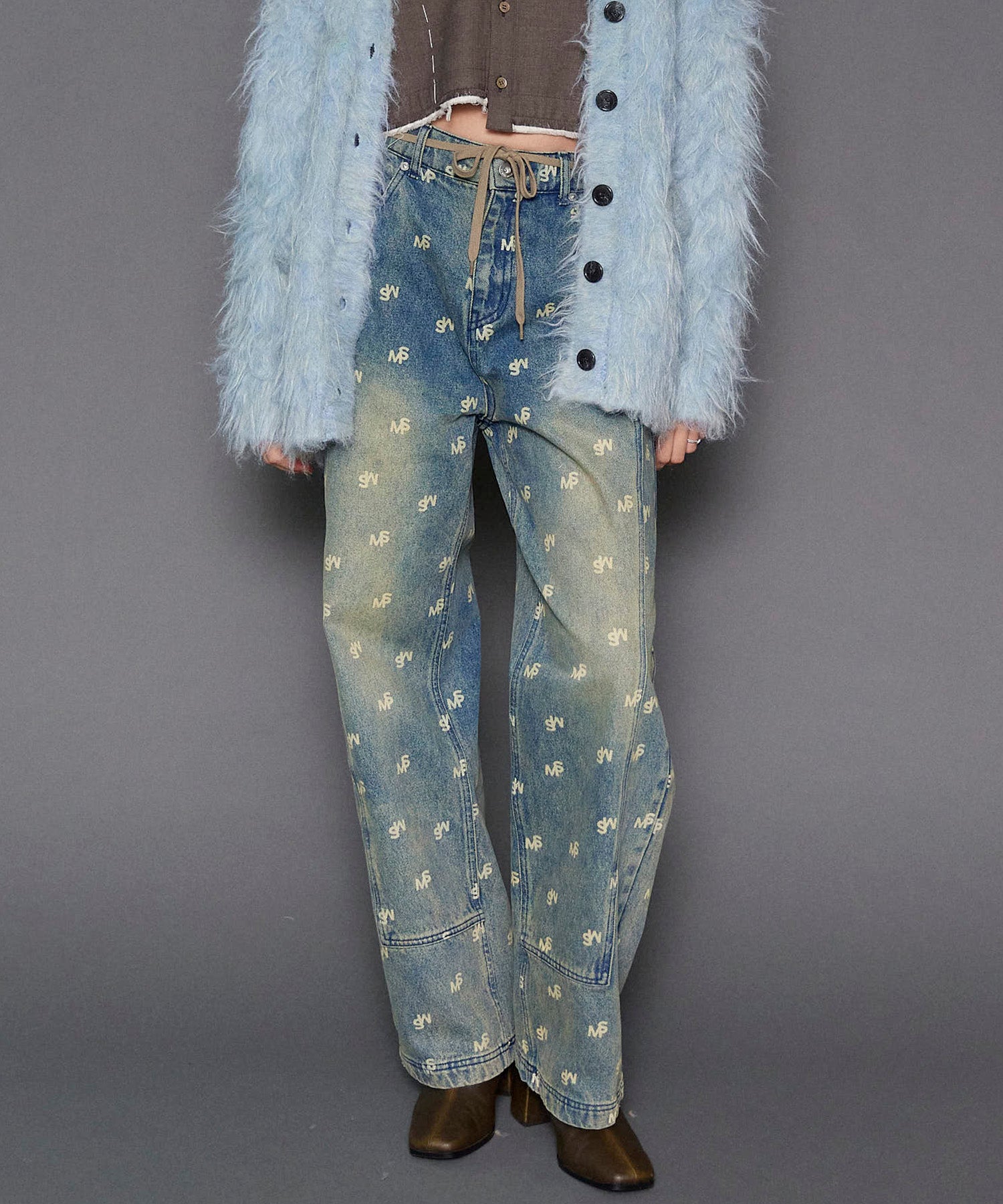 【24WINTER PRE-ORDER】Monogram Print Denim Pants