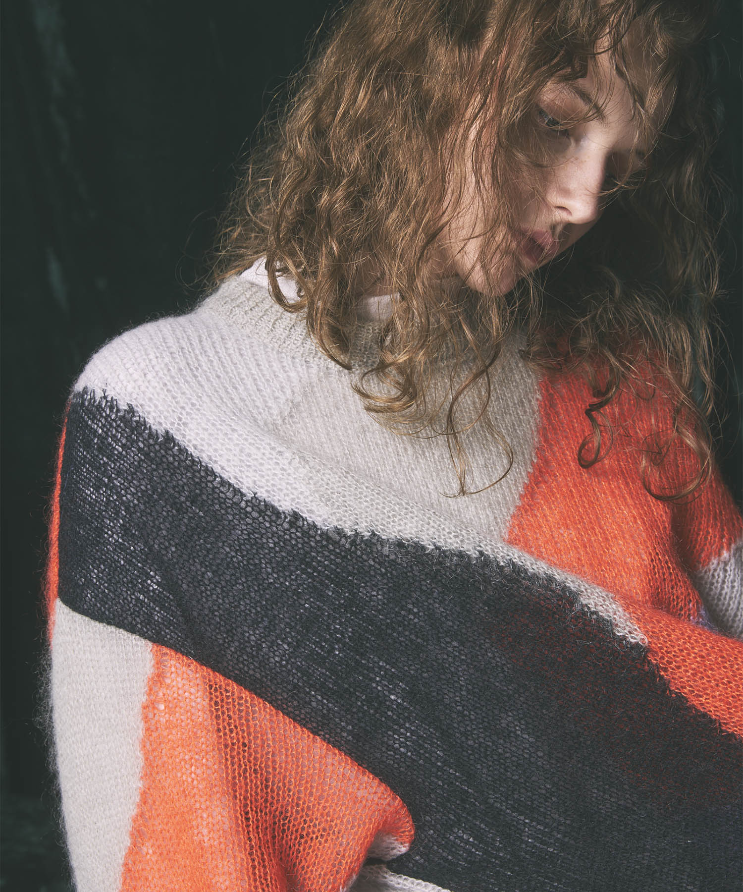 [24AW Pre-Order] Prime-Over Mohair Mixed Color Block Intarsia Knit Pullover