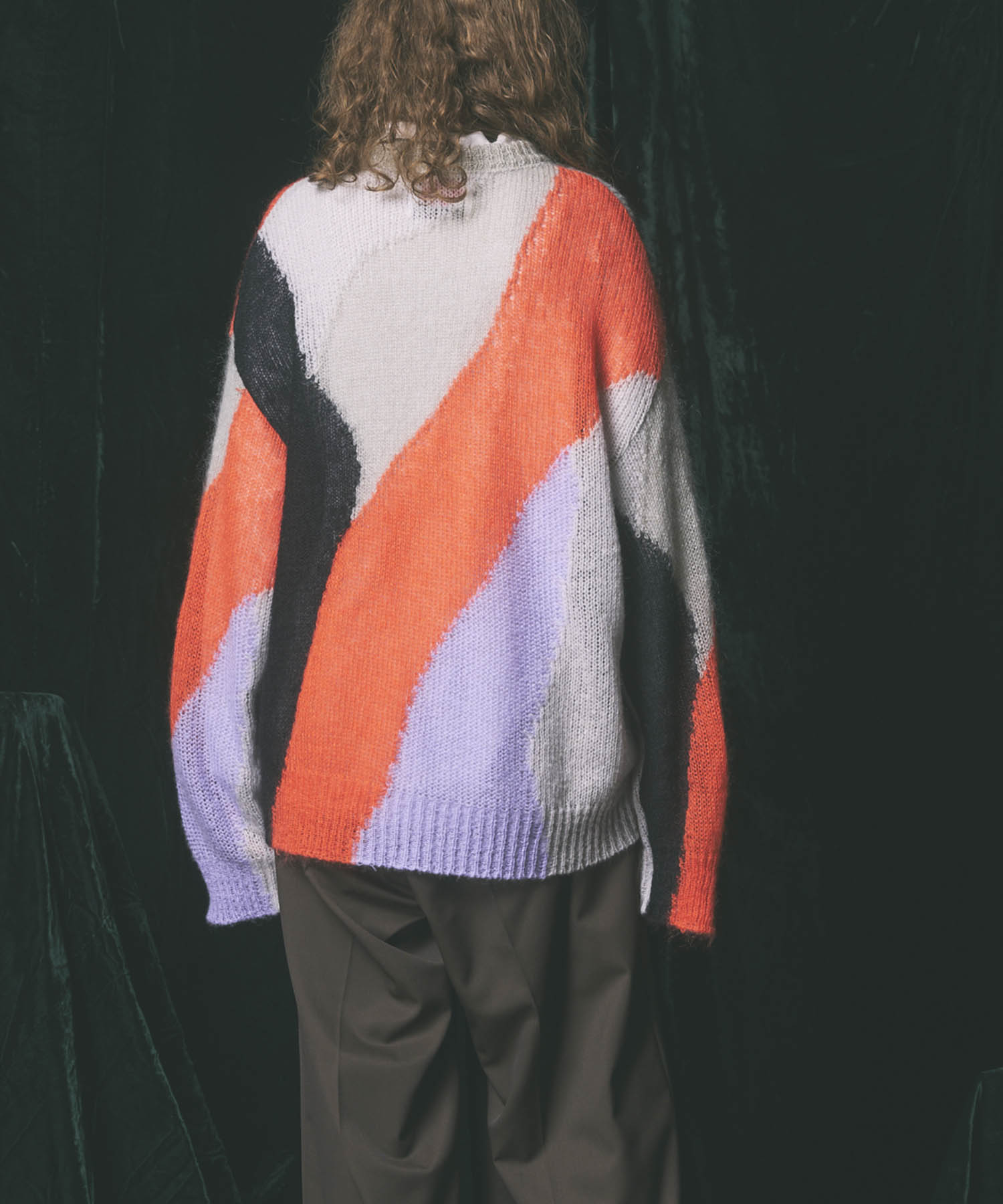 [24AW Pre-Order] Prime-Over Mohair Mixed Color Block Intarsia Knit Pullover