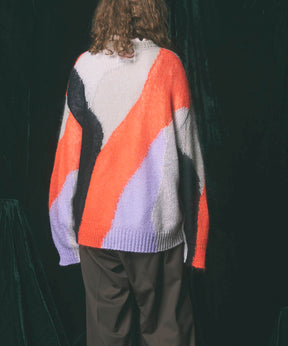 [24AW Pre-Order] Prime-Over Mohair Mixed Color Block Intarsia Knit Pullover