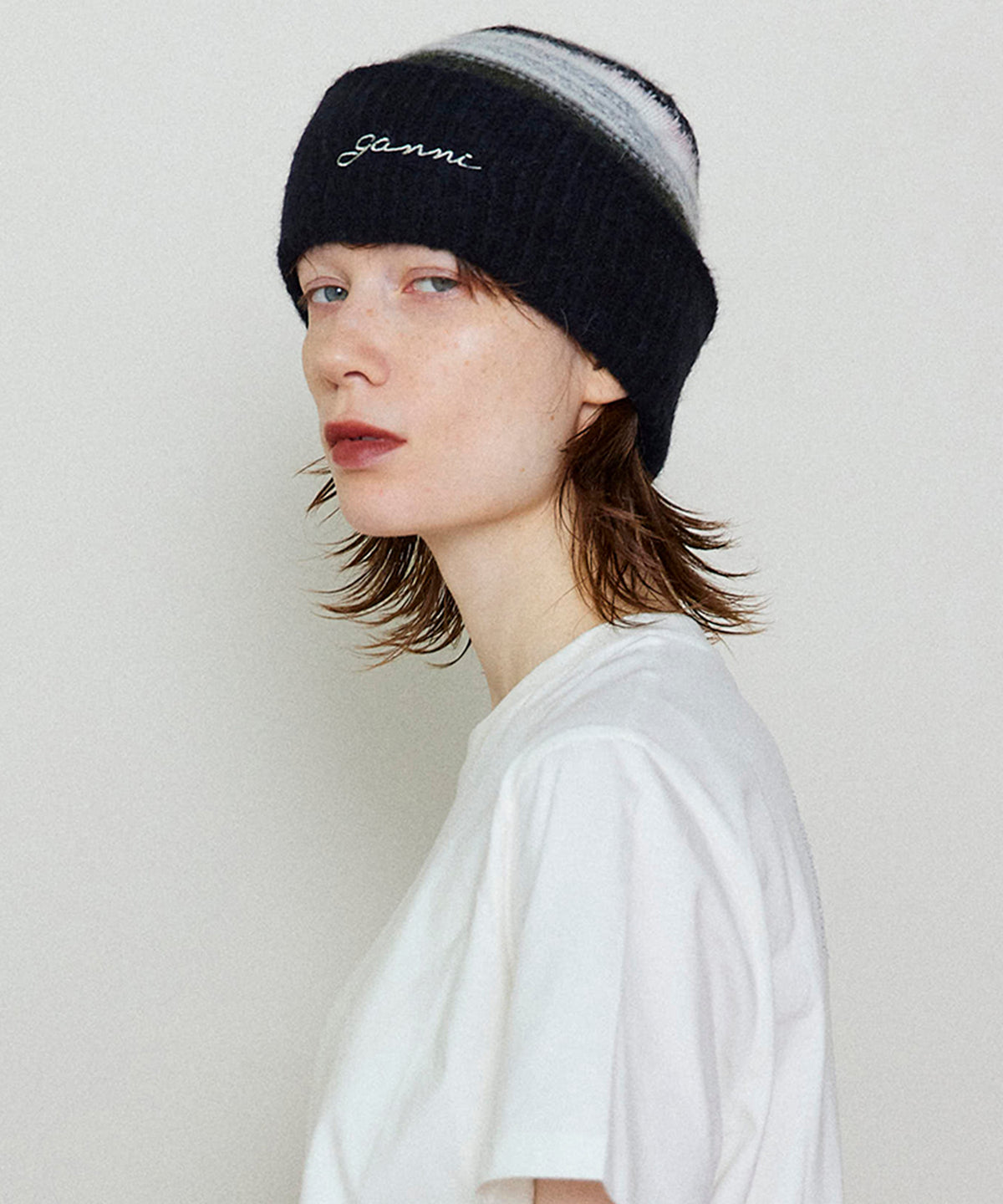 【GANNI】Striped Soft Wool Beanie