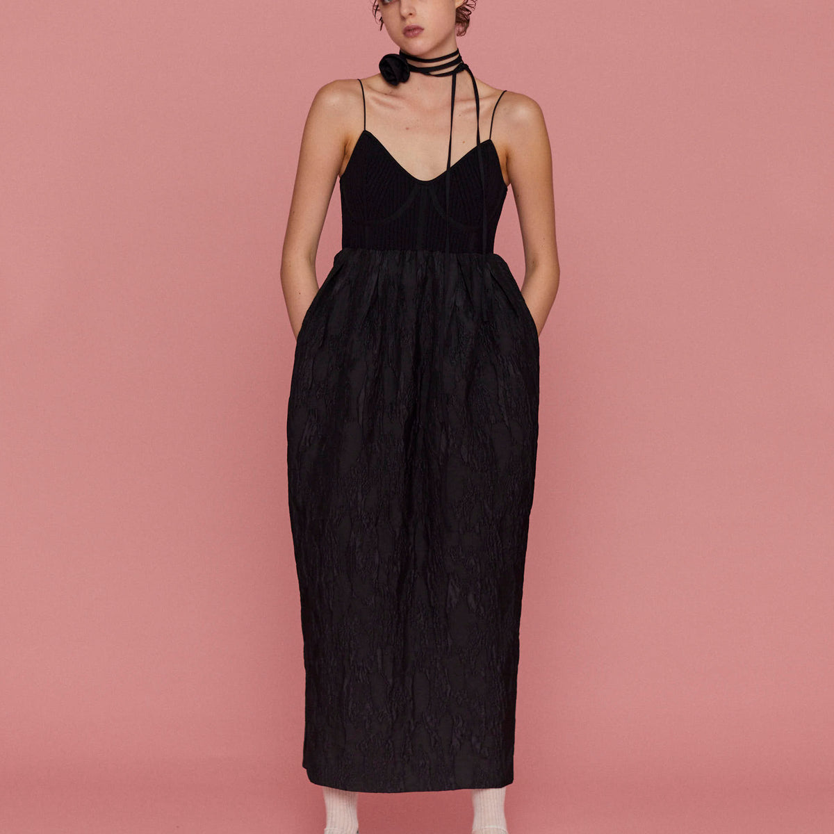 Knit Fabric Docking Jacquard Dress