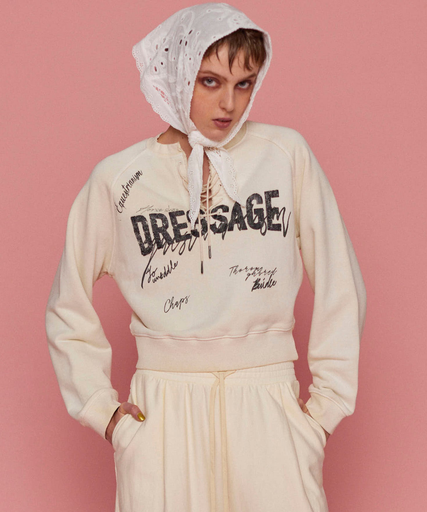 【25SPRING PRE-ORDER】DRESSAGE Lace Up Vintage Sweatshirt