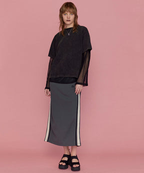 【25SPRING PRE-ORDER】Double Waist Side Line Jersey Skirt