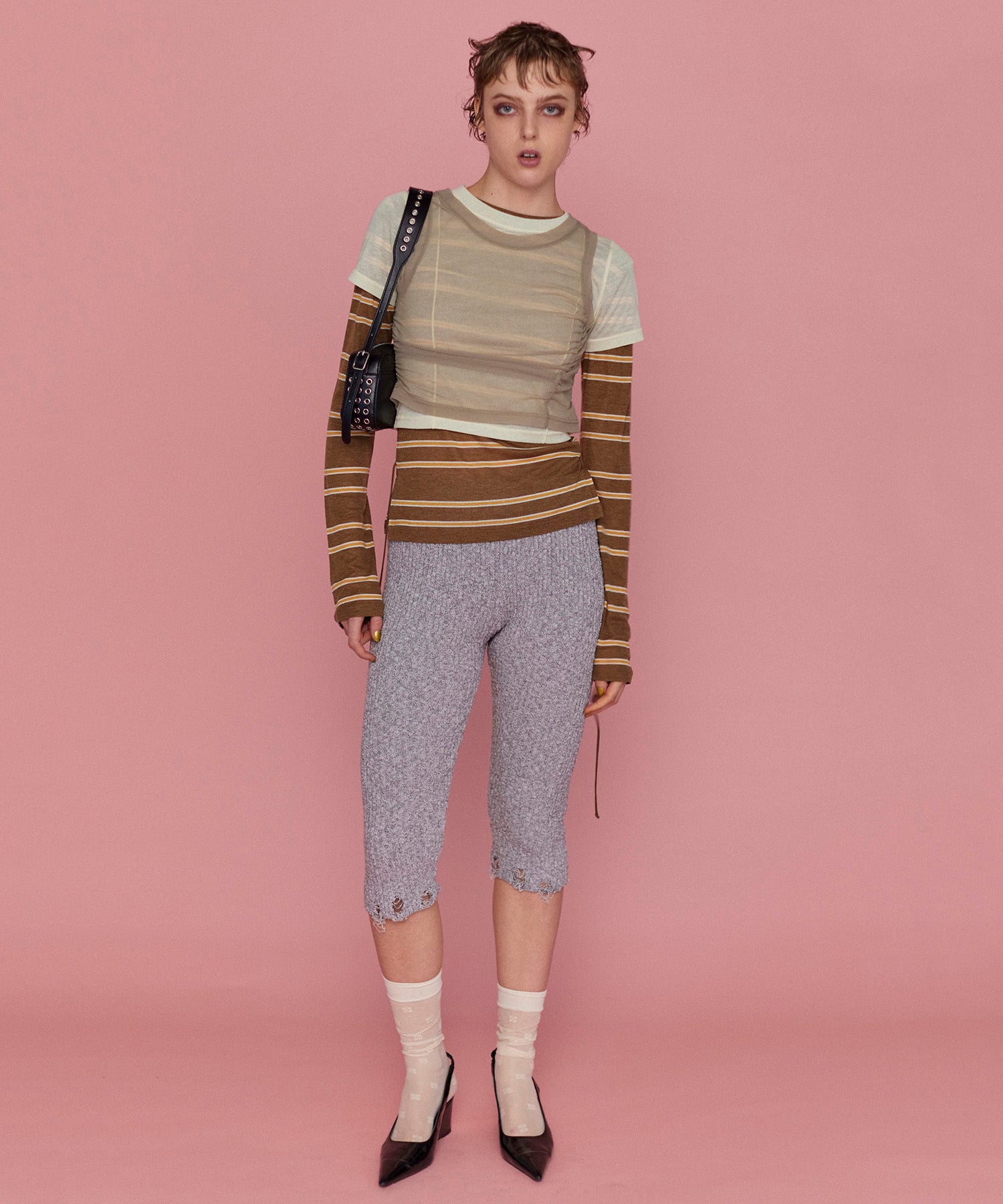 【25SPRING PRE-ORDER】Slub Yarn Crush Processing Leggings