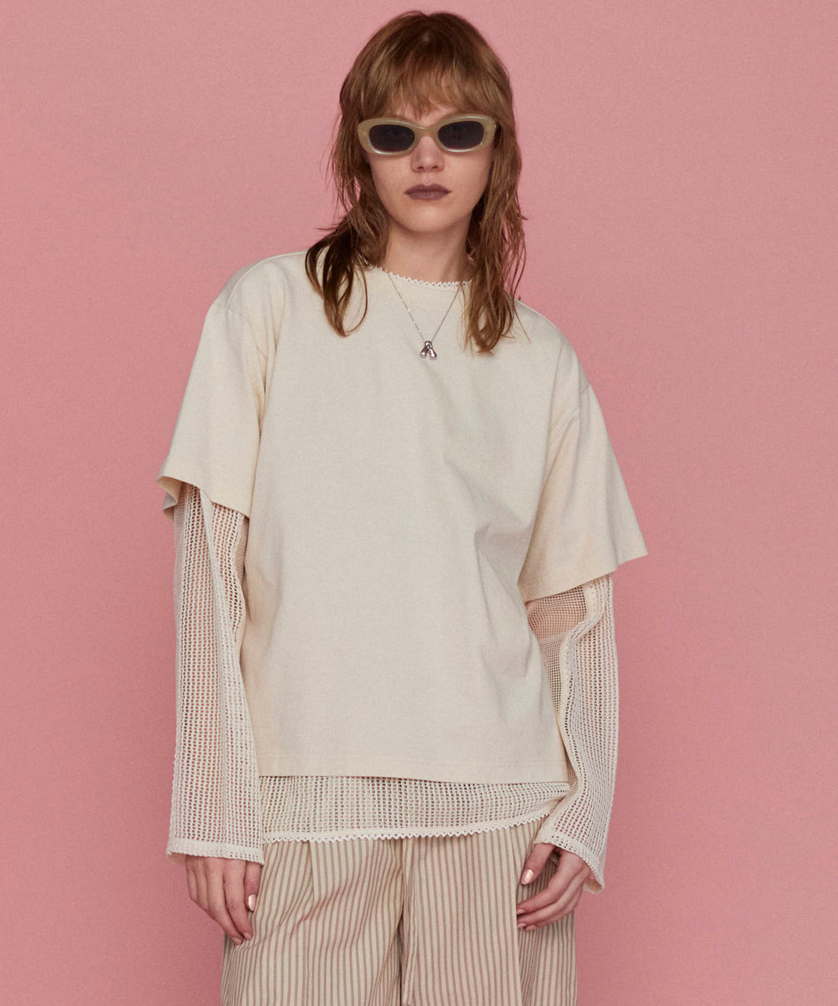 【25SPRING PRE-ORDER】Multiway Mesh Fabric Layered T-shirt