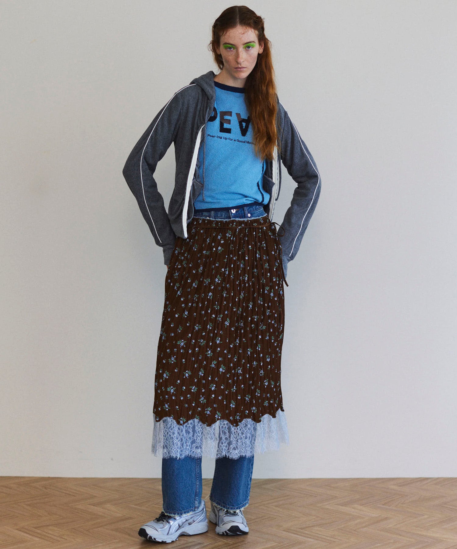 【25SPRING PRE-ORDER】Small Floral Pattern Washer Process Skirt