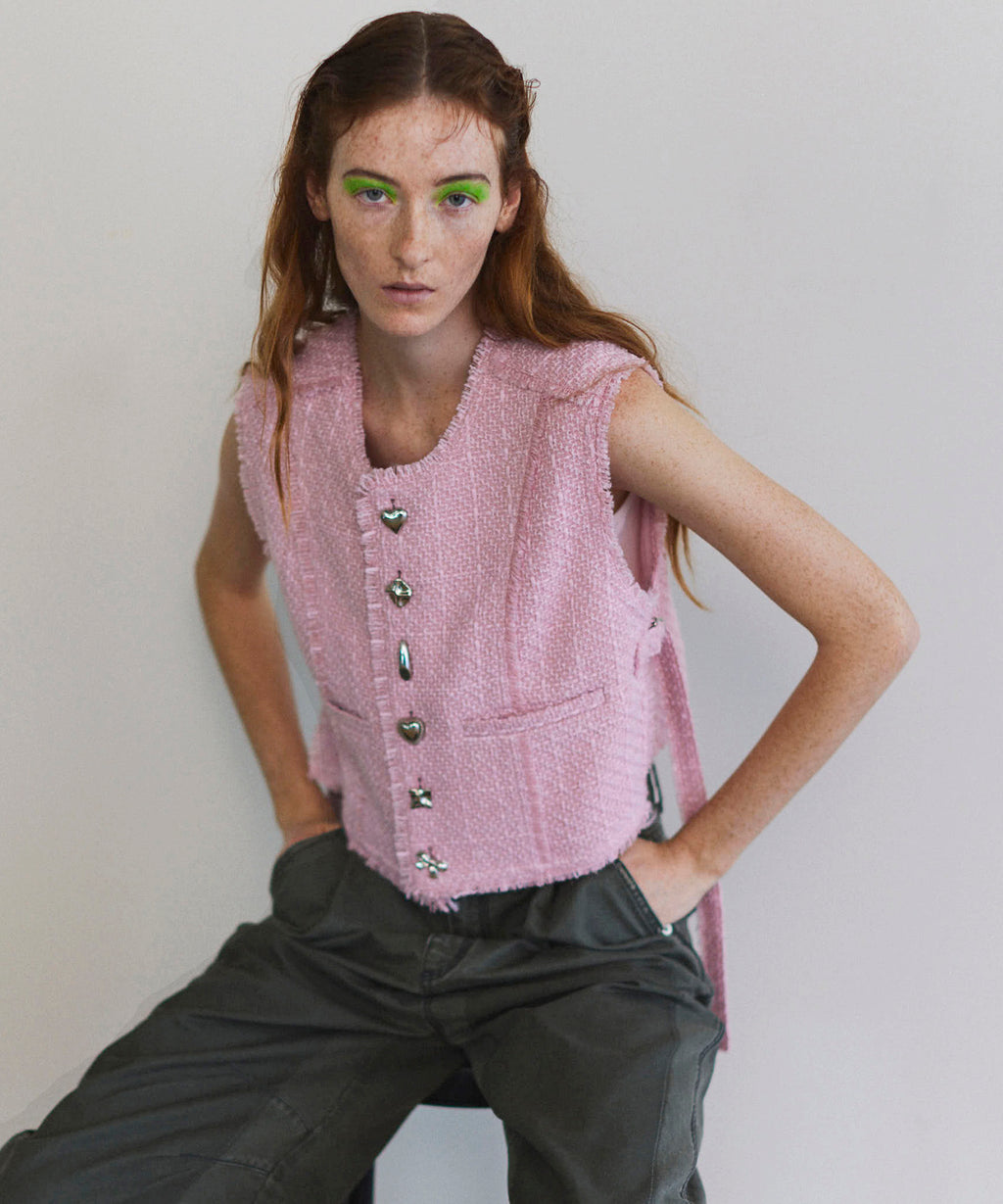 PRE-ORDER】Tweed Fringe Vest