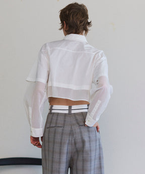 【25SPRING PRE-ORDER】Layered Sheer Fabric Short Length Shirt