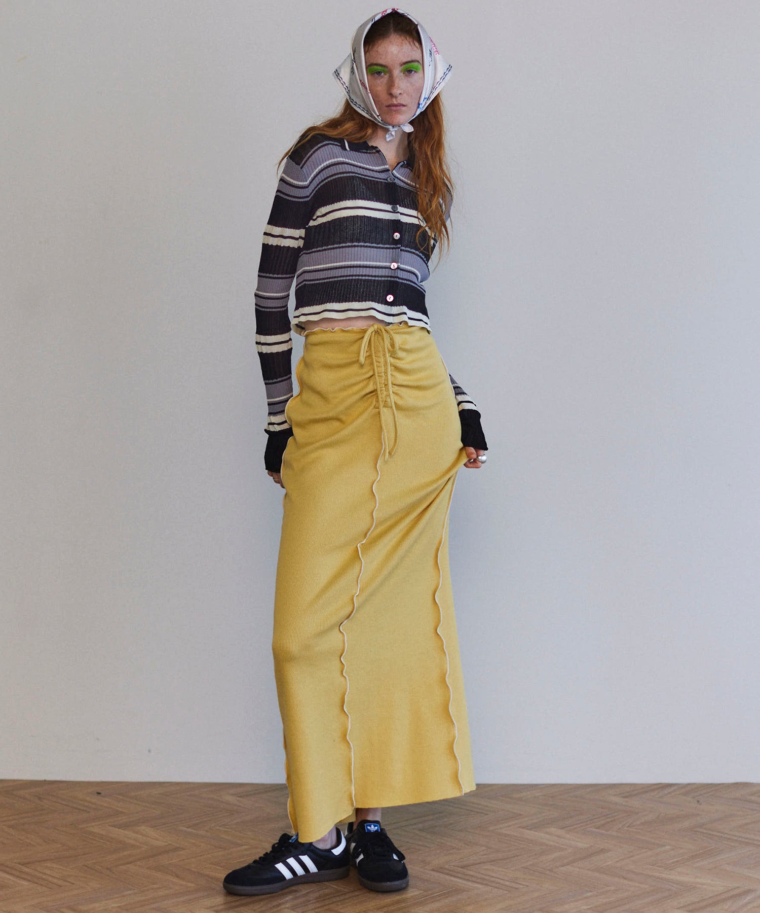 【25SPRING PRE-ORDER】Cotton Material Ribbed Maxi Skirt