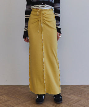 【25SPRING PRE-ORDER】Cotton Material Ribbed Maxi Skirt