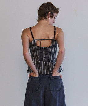 【25SPRING PRE-ORDER】Stripe Lace Up Bustier