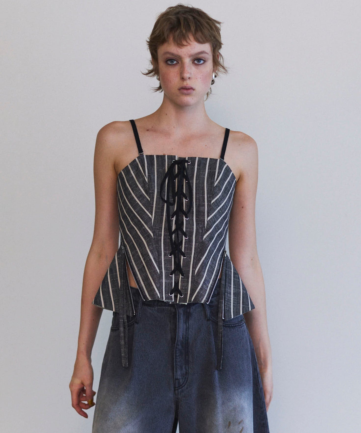 【25SPRING PRE-ORDER】Stripe Lace Up Bustier