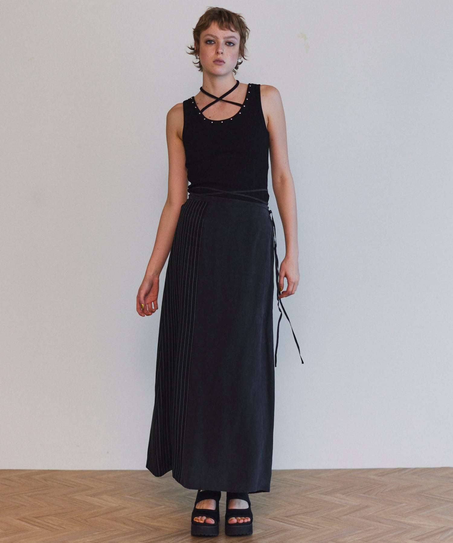 【25SPRING PRE-ORDER】Satin Docking Maxi Skirt