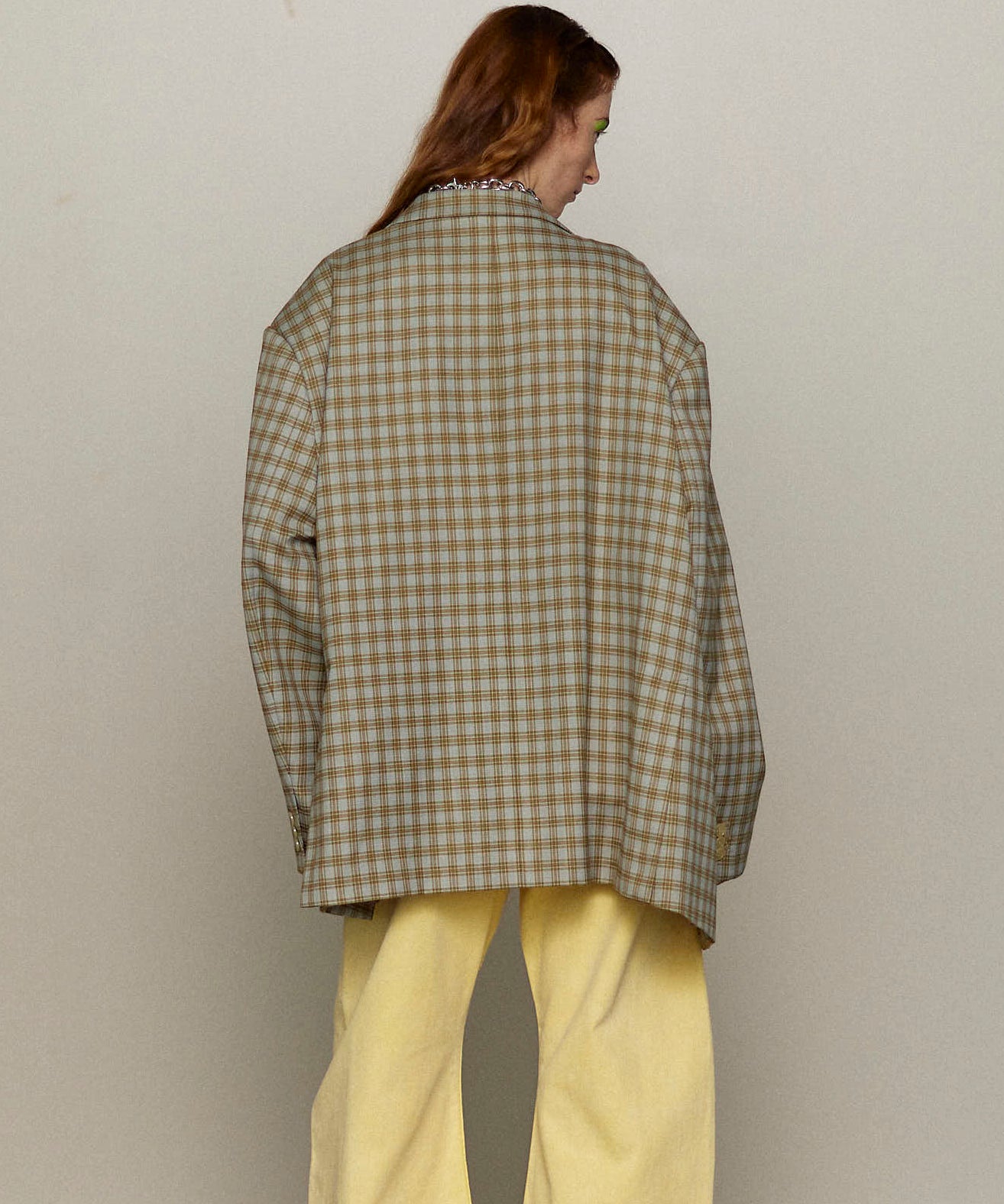 【25SPRING PRE-ORDER】Plaid Pattern Oversize Single Jacket