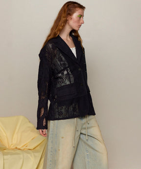 【25SPRING PRE-ORDER】Lace Fabric Docking Jacket