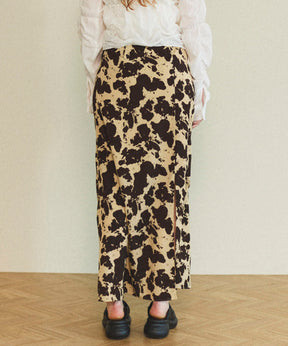 【25SPRING PRE-ORDER】COW Printed Maxi Skirt