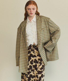 【25SPRING PRE-ORDER】Plaid Pattern Oversize Single Jacket