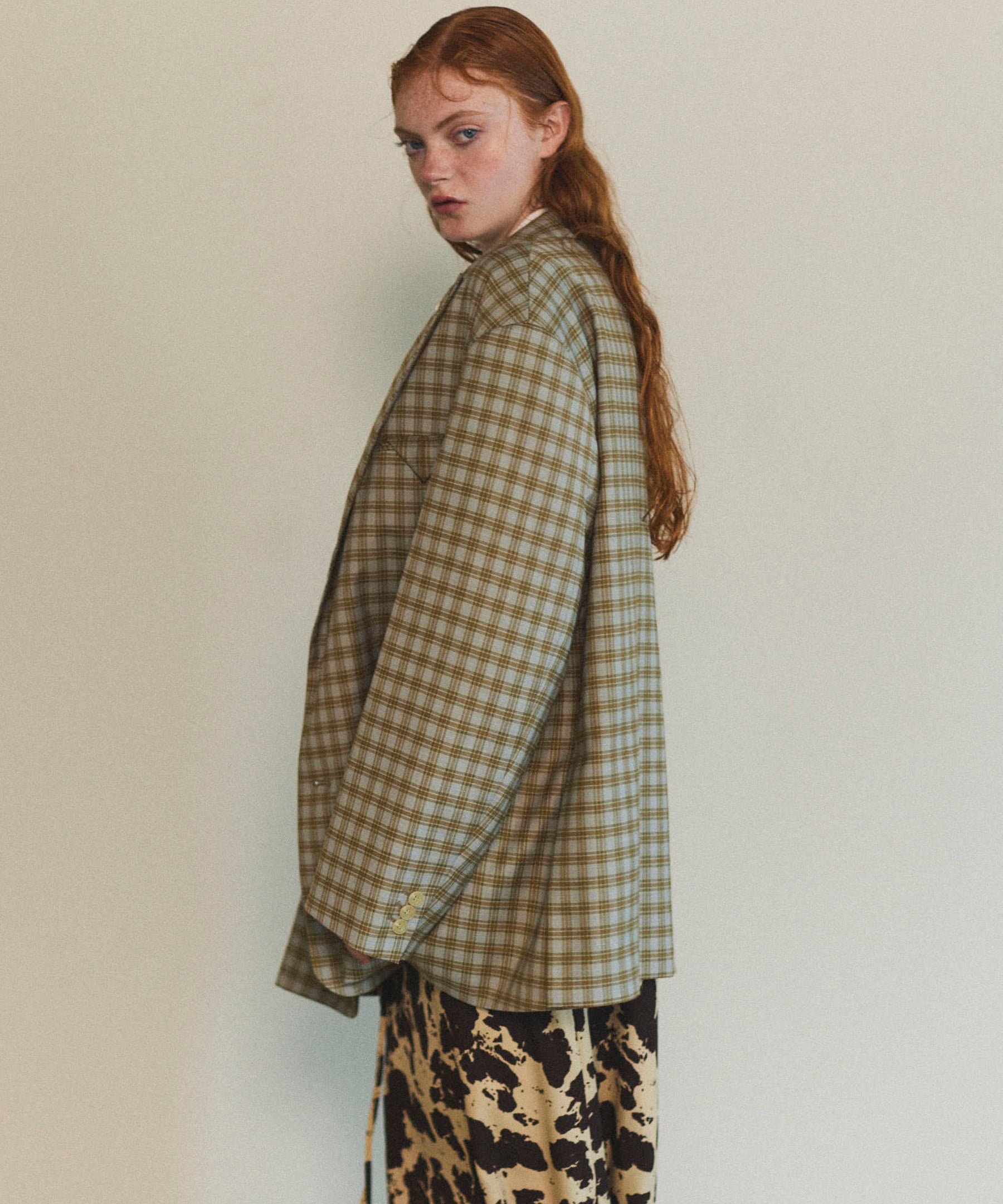 【25SPRING PRE-ORDER】Plaid Pattern Oversize Single Jacket