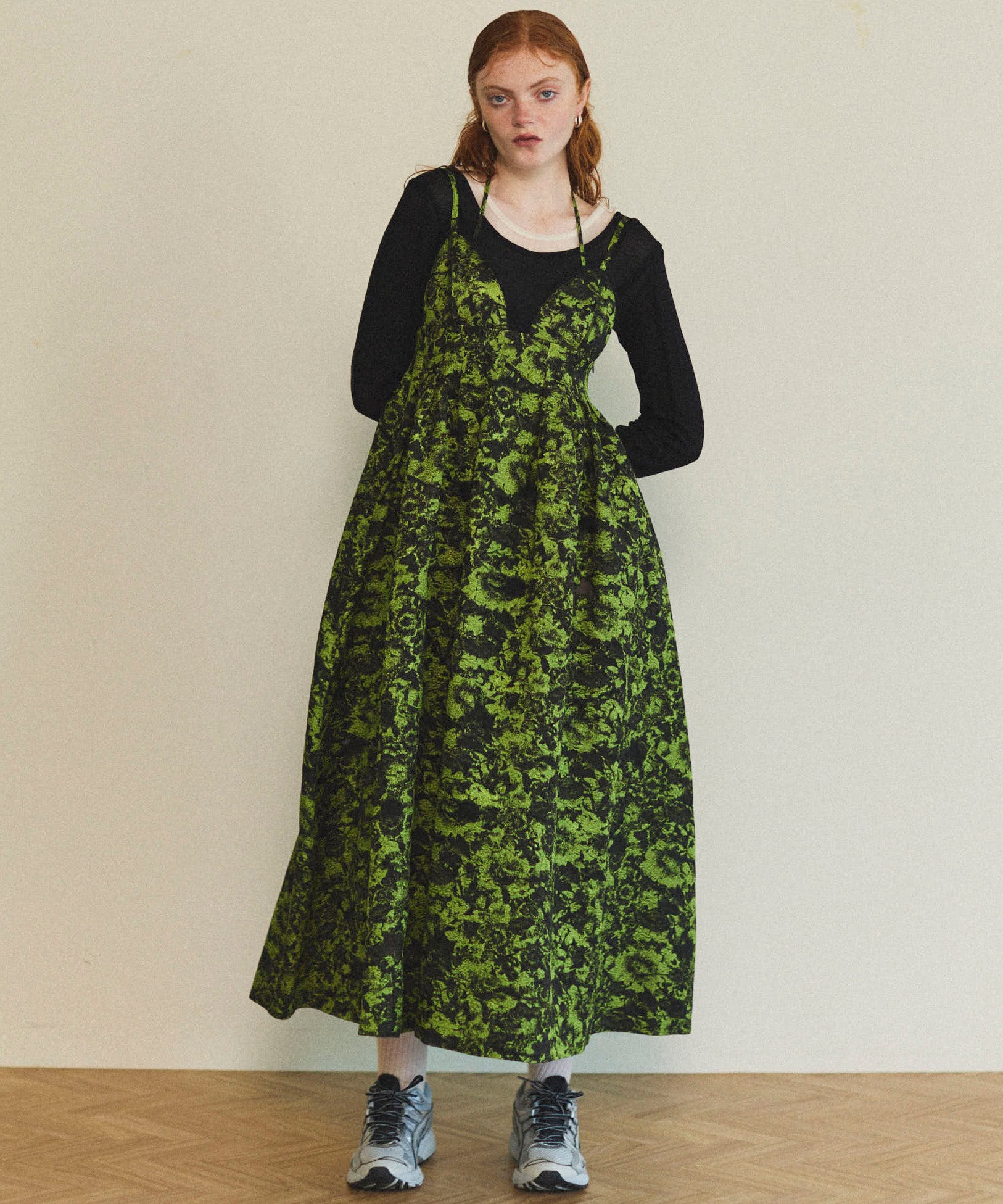 【25SPRING PRE-ORDER】Lame Jacquard Volume Silhouette Dress