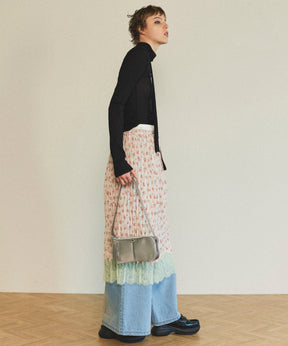 【25SPRING PRE-ORDER】Small Floral Pattern Washer Process Skirt