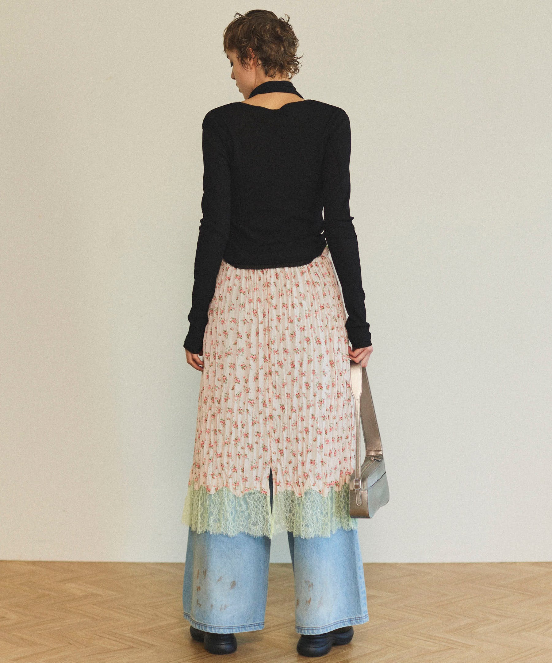 【25SPRING PRE-ORDER】Small Floral Pattern Washer Process Skirt