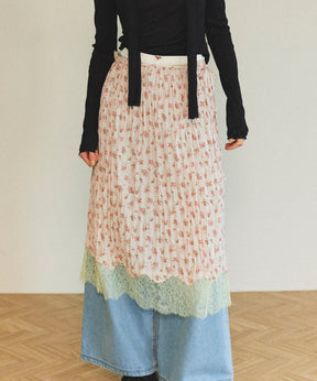 【25SPRING PRE-ORDER】Small Floral Pattern Washer Process Skirt