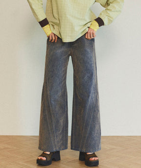 【25SPRING PRE-ORDER】Wide Straight Flocking Denim Pants