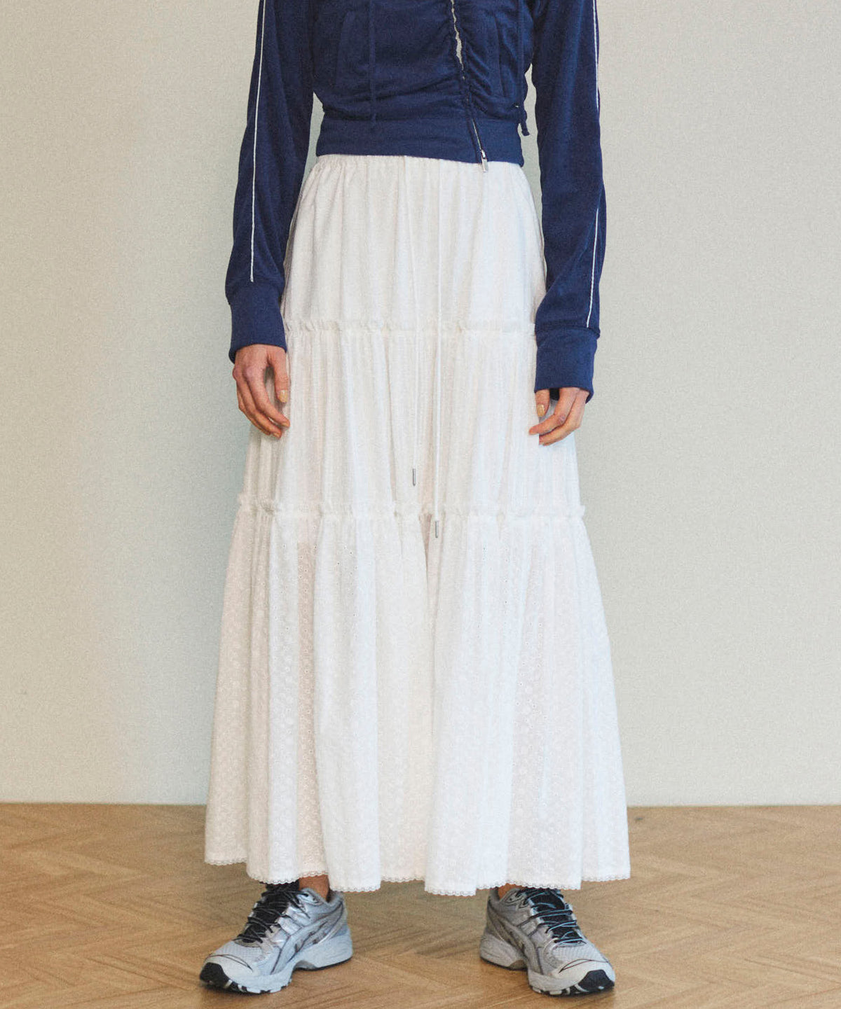 【25SPRING PRE-ORDER】Mixed Lace Tiered Skirt