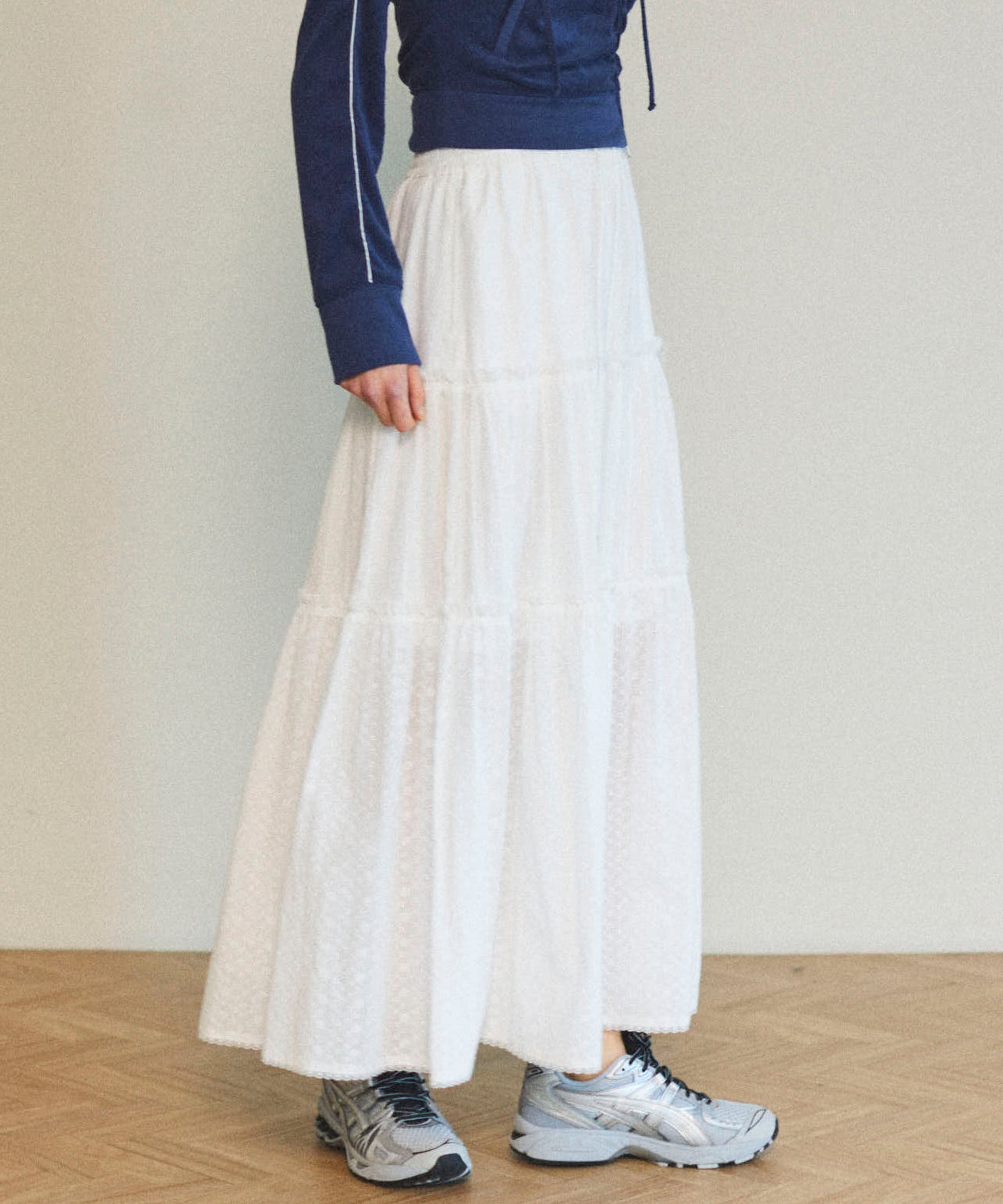 【25SPRING PRE-ORDER】Mixed Lace Tiered Skirt