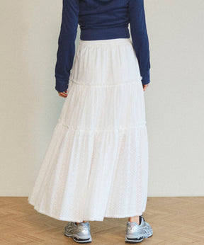 【25SPRING PRE-ORDER】Mixed Lace Tiered Skirt