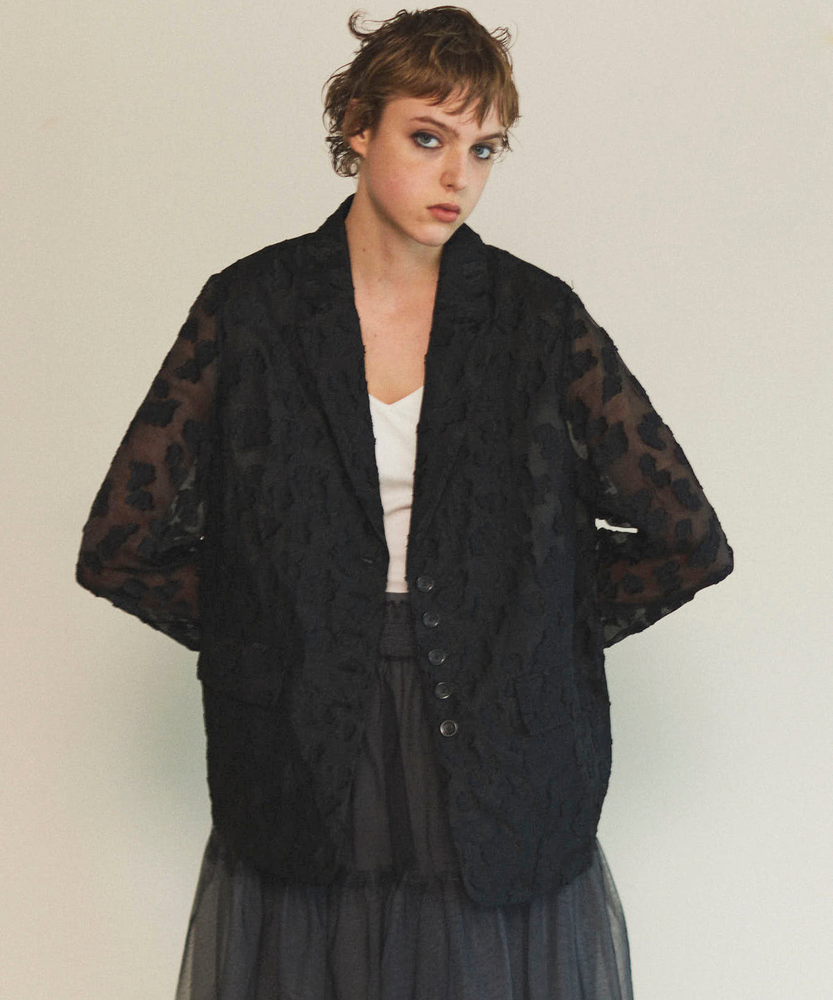 【25SPRING PRE-ORDER】Flower Pattern Sheer Jacket