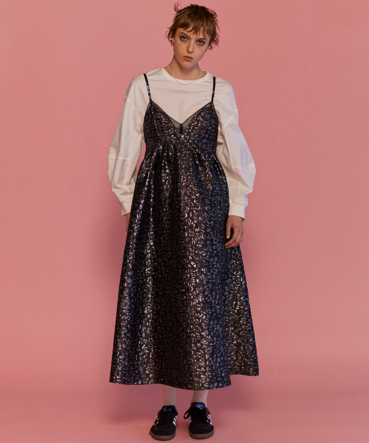 【25SPRING PRE-ORDER】Lame Jacquard Volume Silhouette Dress