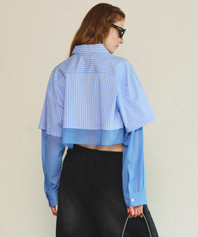 【25SPRING PRE-ORDER】Layered Sheer Fabric Short Length Shirt