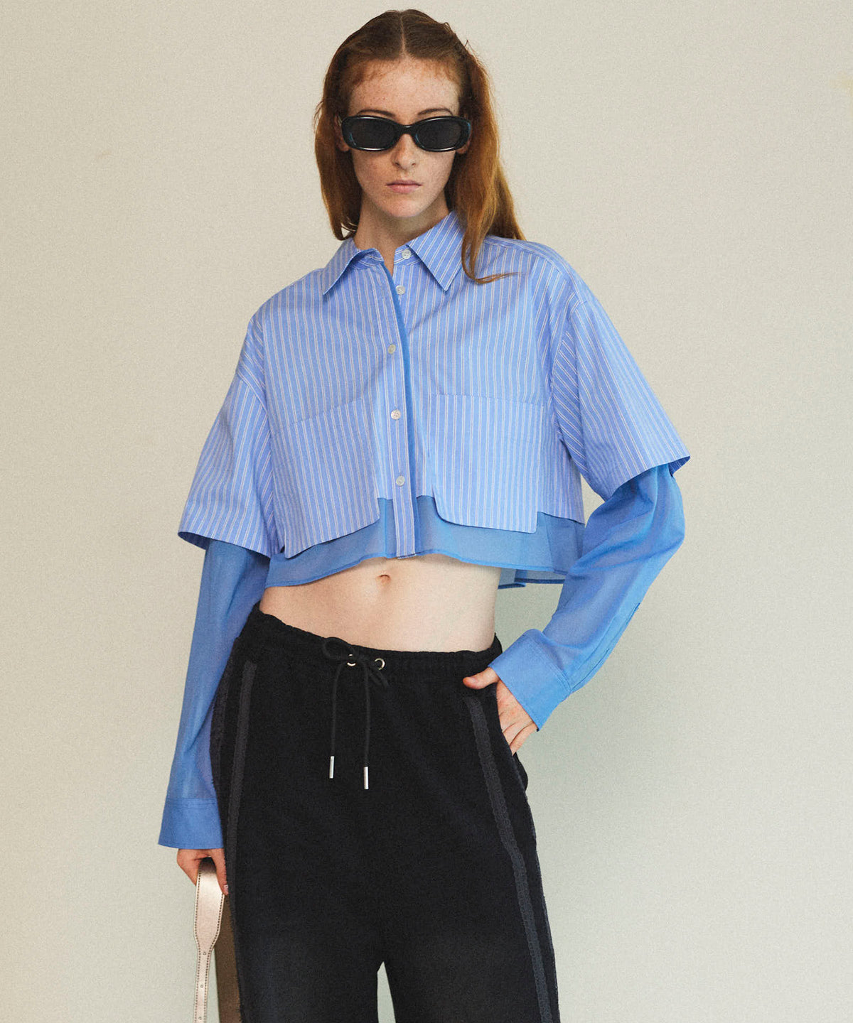 【25SPRING PRE-ORDER】Layered Sheer Fabric Short Length Shirt