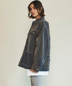 【25SPRING PRE-ORDER】Oversize Flocking Denim Jacket